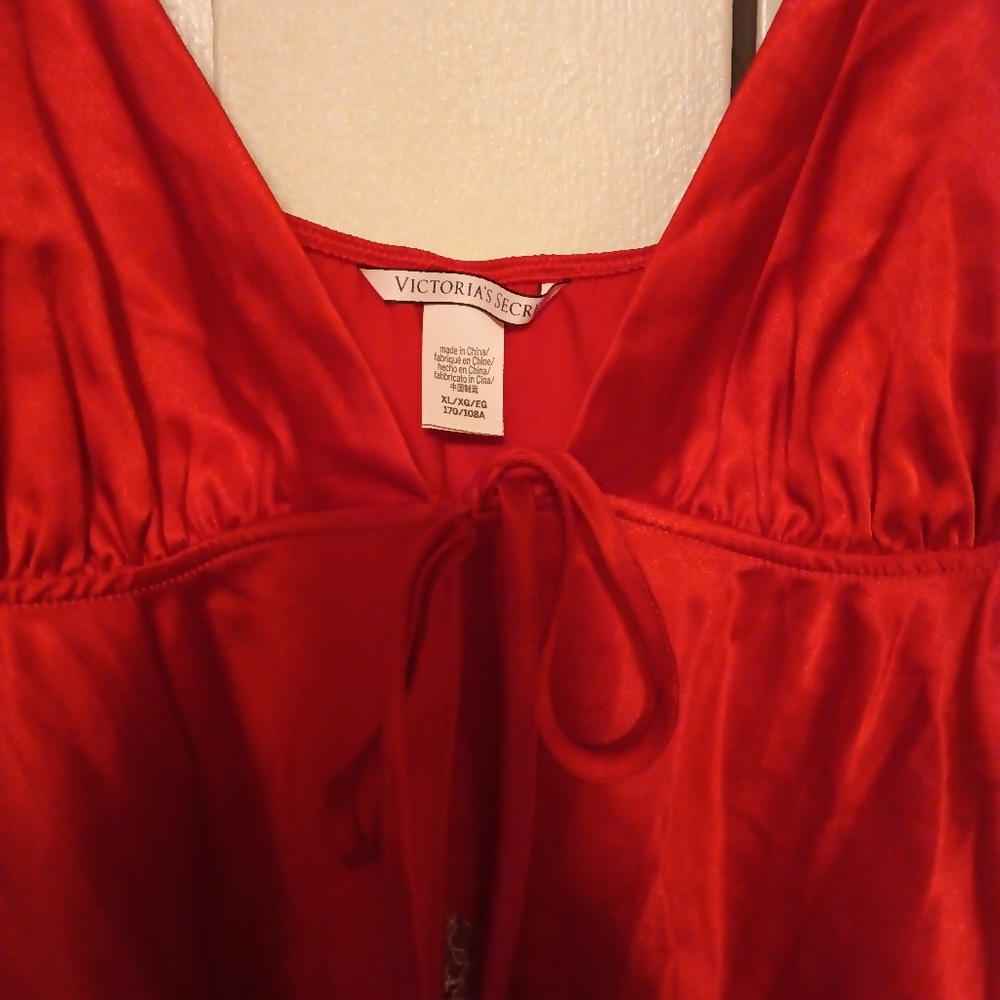Victoria's Secret Satin Cami And Short Sleep Set Womens XL Red Lace Ruffle - Picture 7 of 15